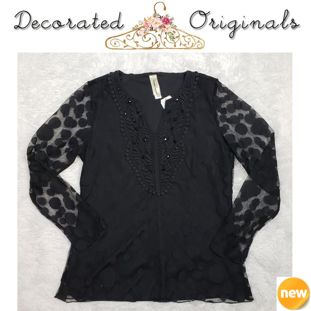 NEW Decorated Originals Pullover Crochet Tunic Sm